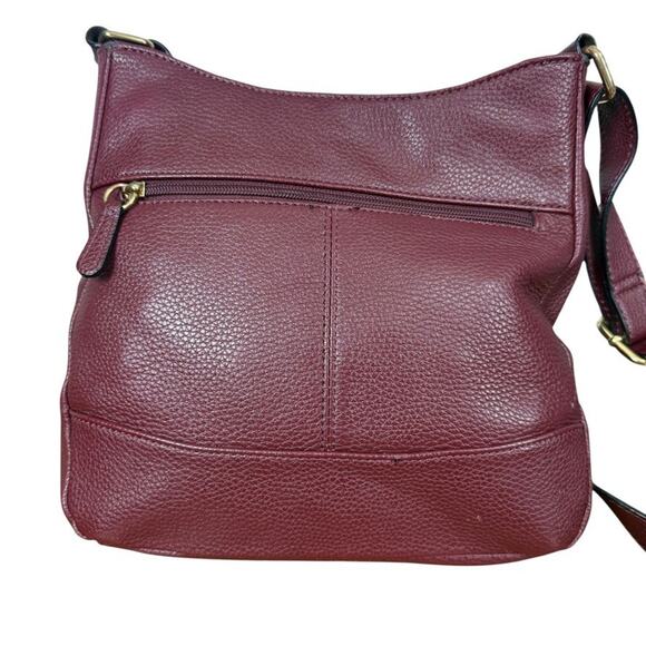 Giani Bernini Pebble Leather Burgundy Crossbody Shoulder Bag Purse Gold Tone - Picture 8 of 16